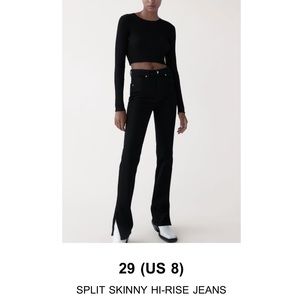 Black High Rise Split Skinny Jeans